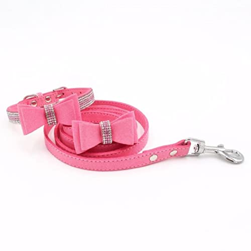 1 Pc Katze Hundehalsbänder Leine Set Verstellbares Haustier Hundehalsband Weiche Hundeleine-Pink Set,M von LRZIN