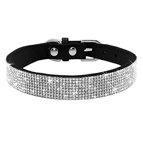 1 Pc Rhinestone Dog Collar Glitter Rhinestone Puppy Cat Collars with Flower Crystal Dogs Cats Necklace for Chihuahua-012 Black,L von LRZIN