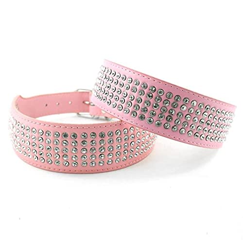 1 Pc Rhinestone Dog Puppy Pet Collars Full Diamante Leather Collar-Pink,XL von LRZIN