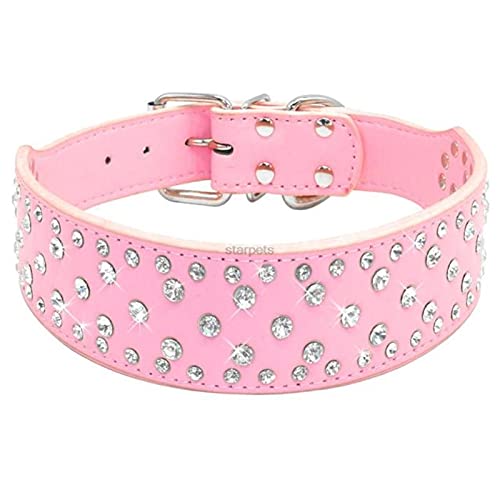 1 Pc Rhinestones Pet Dog Collars Sparkly Crystal Diamonds Studded Leather Collar-Pink,M von LRZIN