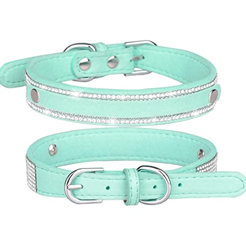 1 Pc Soft Adjustable Suede Leather Puppy Dog Collar Rhinestone Cat Pet Pink Collar Suit Pet Supplies Dog Supplies-Belt Blue,XL von LRZIN