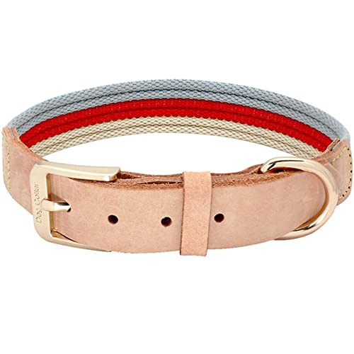 1 Pc Soft Leather Dog Collar Polyester Fabric Webbing Pet Collar-Red,S von LRZIN