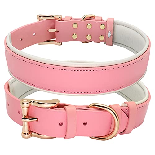 1 Pc Soft Padded Dog Collar Big Dogs Collars Pet Collar for Medium Large Dogs Pitbull-Pink,L von LRZIN