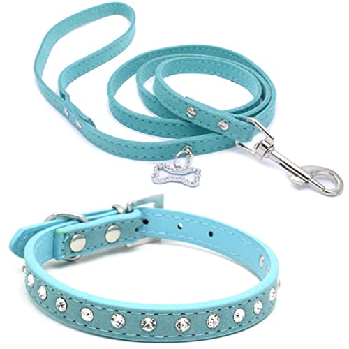 1 Stück Haustier-Halsbandleine, verstellbare Leder -Laufleine, Outdoor-Halskette, Leinen-Set, Blau, XS von LRZIN