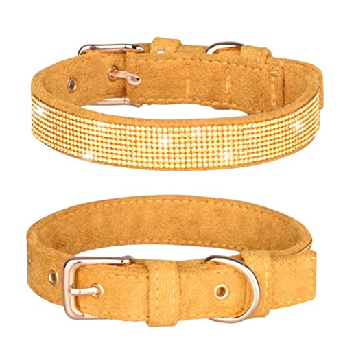 1 Stück Haustierhalsbänder Stoff Verstellbare Gehende Hundehalsbänder Für Kleine Mittelgroße Hunde Heimtierbedarf-Gelber Golddiamant,L von LRZIN