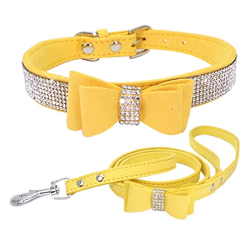 1 Stück Hundehalsband, weich, niedlich, Leder, Haustierhalsband, Haustier-Hundebedarf, Gelb, L 51 x 2,5 cm von LRZIN
