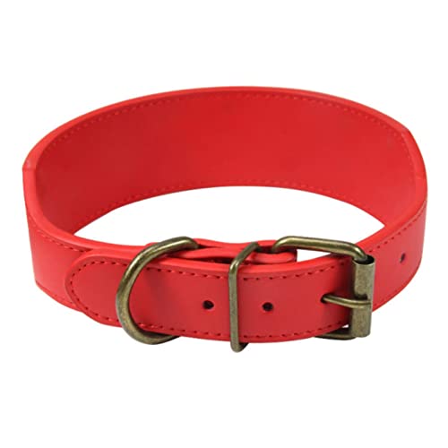 1 Stück Hundehalsband Strapazierfähiges Halsband für mittelgroße Hunde Kupferschnalle Pitbull Bulldog Beagle-Rot,XXXL von LRZIN