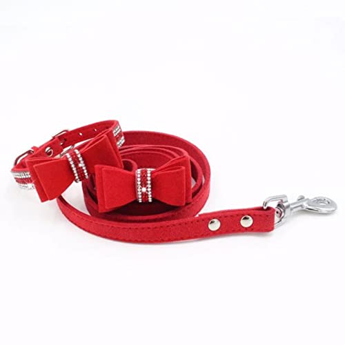 1 Stück Katze Hundehalsbänder Leine Set Verstellbares Haustier Hundehalsband Weiche Hundeleine-Red Set,M von LRZIN