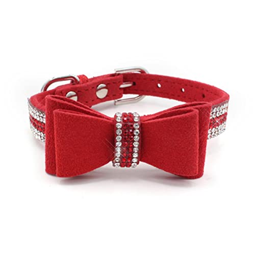 1 Stück Katze Hundehalsbänder Leine Set Verstellbares Haustier Hundehalsband Weiche Hundeleine-Rotes Halsband,XXS von LRZIN