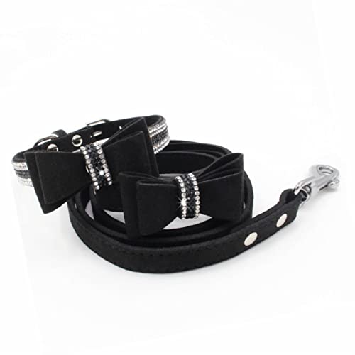 1 Stück Katze Hundehalsbänder Leine Set Verstellbares Haustier Hundehalsband Weiche Hundeleine-Schwarzes Set,S von LRZIN