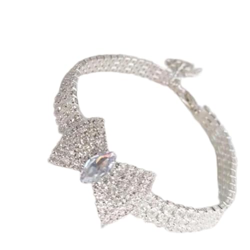1 Stück Katzenhalsband Quaste Diamant Katzenhalskette Leder verstellbares Kätzchenhalsband Retro-Edelstein-Haustierhalsband-Silber,M von LRZIN