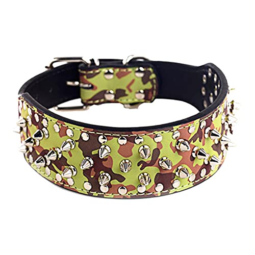 1 Stück Leder Hundehalsband Hundehalsbänder verstellbar für große Hunde Pet-Camo,M von LRZIN