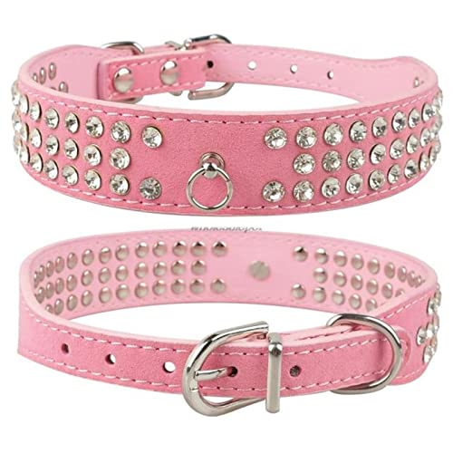 1 Stück Strass Hundehalsband Wildleder Diamante Katze Welpen Halsbänder Für Kleine Mittelgroße Hunde Chihuahua Yorkshire-Pink,S von LRZIN
