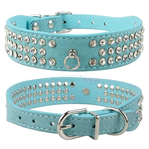 1 Stück Strass-Hundehalsband aus Wildleder mit Diamanten für Katzen-Welpen-Halsbänder für kleine mittelgroße Hunde Chihuahua Yorkshire-Blau,S von LRZIN