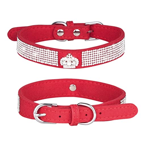 1 Stück Verstellbares Katzengeschirr Hundehalsband Welpengeschirr Haustierhalsband Für Chihuahua Französische Bulldogge-Rotes Halsband, XS 30X1.5CM von LRZIN