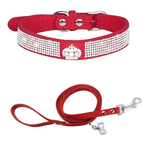 1 Stück Verstellbares Katzengeschirr Hundehalsband Welpengeschirr Haustierhalsband Für Chihuahua Französische Bulldogge-Rotes Set,L 51X2.5CM von LRZIN
