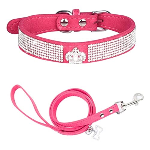 1 Stück Verstellbares Katzengeschirr Hundehalsband Welpengeschirr Hundehalsband Für Chihuahua Französische Bulldogge-Rose Red Set,L 51X2.5CM von LRZIN