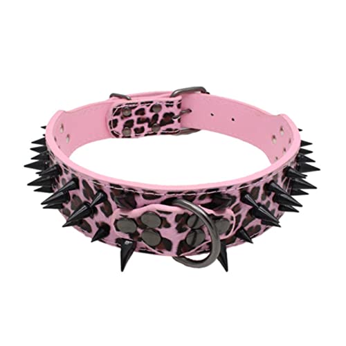 1 Stück Verstellbares Lederhalsband Hundehalsband Haustierhalsbänder Für Kleine Hunde Katzen Heimtierbedarf-Pink,5x61cm von LRZIN