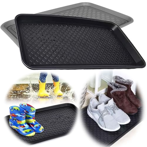 LS-LebenStil Schuhabtropfschale Schwarz 60x40cm Schuhwanne Kunststoff hoher Rand Schuhablage Schuhmatte Abtropfschalen Schuhschale Kunststoffwanne von LS-LebenStil