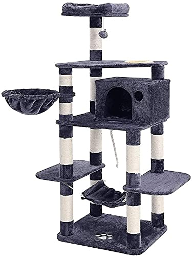 Kletterbaum Katzenkratzbaum Katzenbaum Kitten Tower Kratzbaum auf Mehreren Ebenen mit Sisal-überzogenen Kratzbäumen Plüsch-Eigentums-Hängematte LSDRALOBOOE 716 von LSDRALOBOOE