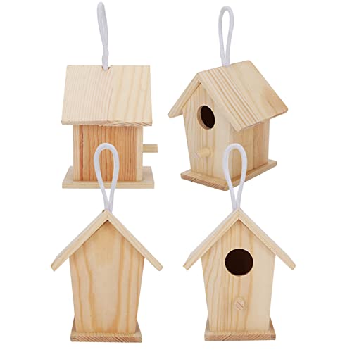 4 Stück Mini-Hänge-Vogelhaus aus Holz für den Außenbereich, Hängendes Vogelhaus, Hängendes Vogelhaus aus Holz, Nistkästen für den Außenbereich von LSFYYDS