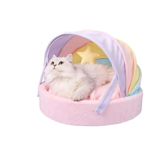 Gemütliches halbgeschlossenes Haustierbett für Hunde und Katzen, weich, waschbar, rundes Design, für den Innenbereich, leicht zu schütteln und zu sichern Gemütliches halbgeschlossenes Haustierbett für Hunde und Katzen, weich, waschbar, rundes Design, für den Innenbereich, leicht zu schütteln und zu sichern von LSHTAR
