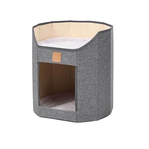LSHTAR Zusammenklappbares Katzenhausbett für Hauskatzen – Niedliche Doppeldeck-Schlafhöhle – Strapazierfähiges Versteck aus Polyester für Kätzchen LSHTAR Zusammenklappbares Katzenhausbett für Hauskatzen – Niedliche Doppeldeck-Schlafhöhle – Strapazierfähiges Versteck aus Polyester für Kätzchen von LSHTAR