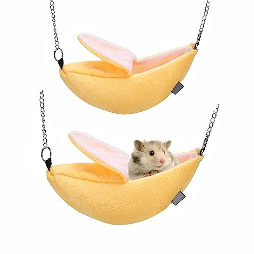 LSRVNM 2 Stück Banane Hamster Bett, Hamster Haus, Hamster Zubehör, Hamster Hängematte, Ratten Zubehör, Hängematte Kleintier Bett Haus, für Zuckergleiter, Eichhörnchen, Hamster, Ratte von LSRVNM