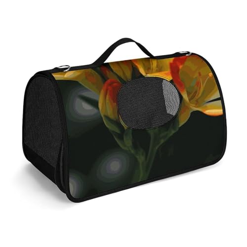 Haustier-Handtasche, Freesie, schöne Pflanze, Blume, bedruckt, tragbar, für den Außenbereich, Katzentasche, Geldbörse, kleine Hundetrage für Reisen/Auto/Outdoor Haustier-Handtasche, Freesie, schöne Pflanze, Blume, bedruckt, tragbar, für den Außenbereich, Katzentasche, Geldbörse, kleine Hundetrage für Reisen/Auto/Outdoor von LSWQK