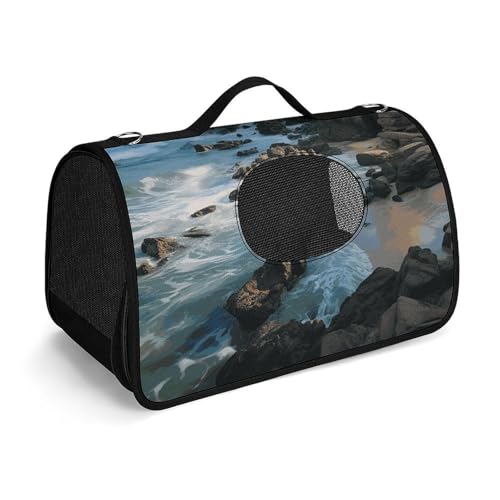 Haustier-Handtasche, Strand, Leuchtturm, bedruckt, tragbar, für den Außenbereich, Katzentasche, Geldbörse, kleine Hundetrage für Reisen/Auto/Outdoor Haustier-Handtasche, Strand, Leuchtturm, bedruckt, tragbar, für den Außenbereich, Katzentasche, Geldbörse, kleine Hundetrage für Reisen/Auto/Outdoor von LSWQK