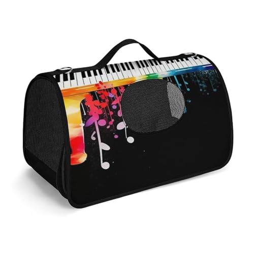 Haustier-Handtasche, bunt, Klaviertastatur, Musiknote, bedruckt, tragbar, für den Außenbereich, Katzentasche, Geldbörse, kleine Hundetasche für Reisen/Auto/Outdoor Haustier-Handtasche, bunt, Klaviertastatur, Musiknote, bedruckt, tragbar, für den Außenbereich, Katzentasche, Geldbörse, kleine Hundetasche für Reisen/Auto/Outdoor von LSWQK