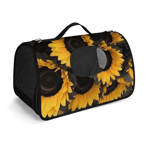 Haustier-Handtasche, ein Blumenstrauß aus schwarzen Sonnenblumen, bedruckt, tragbar, für den Außenbereich, Katzentasche, Geldbörse, kleine Hundetrage für Reisen/Auto/Outdoor Haustier-Handtasche, ein Blumenstrauß aus schwarzen Sonnenblumen, bedruckt, tragbar, für den Außenbereich, Katzentasche, Geldbörse, kleine Hundetrage für Reisen/Auto/Outdoor von LSWQK