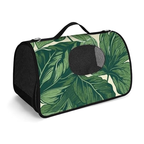 Haustier-Handtasche, grünes Laub, botanisch bedruckt, tragbar, für den Außenbereich, Katzentasche, Geldbörse, kleine Hundetrage für Reisen/Auto/Outdoor Haustier-Handtasche, grünes Laub, botanisch bedruckt, tragbar, für den Außenbereich, Katzentasche, Geldbörse, kleine Hundetrage für Reisen/Auto/Outdoor von LSWQK