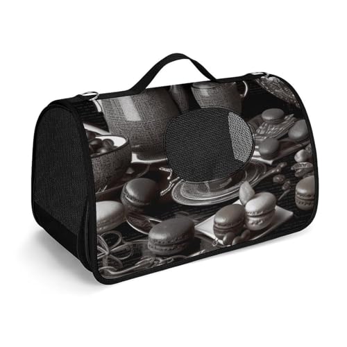 Haustier-Handtasche, schwarz, Nachmittagstee, bedruckt, tragbar, für den Außenbereich, Katzentasche, Geldbörse, kleine Hundetrage für Reisen/Auto/Outdoor Haustier-Handtasche, schwarz, Nachmittagstee, bedruckt, tragbar, für den Außenbereich, Katzentasche, Geldbörse, kleine Hundetrage für Reisen/Auto/Outdoor von LSWQK