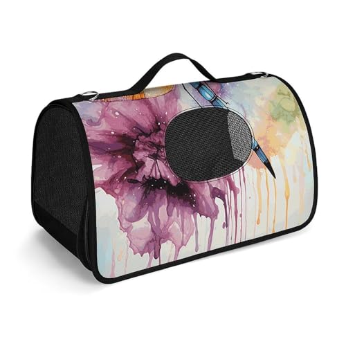 Haustier-Handtasche Libelle, Aquarellmalerei, bedruckt, tragbar, für den Außenbereich, Katzentasche, Geldbörse, kleine Hundetasche für Reisen/Auto/Outdoor Haustier-Handtasche Libelle, Aquarellmalerei, bedruckt, tragbar, für den Außenbereich, Katzentasche, Geldbörse, kleine Hundetasche für Reisen/Auto/Outdoor von LSWQK