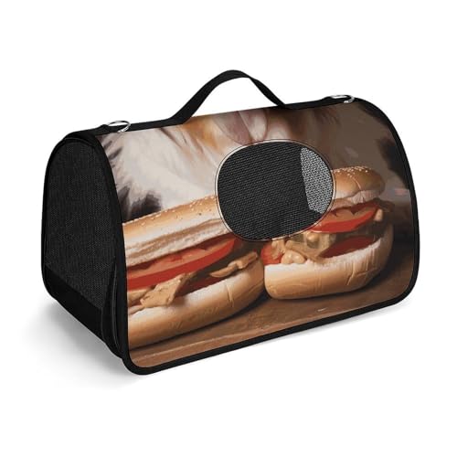 Haustierhandtasche Hund hält einen Hot Dog bedruckte tragbare Outdoor-Katzentasche, Katzentasche, Geldbörse, kleine Hundetrage für Reisen/Auto/Outdoor Haustierhandtasche Hund hält einen Hot Dog bedruckte tragbare Outdoor-Katzentasche, Katzentasche, Geldbörse, kleine Hundetrage für Reisen/Auto/Outdoor von LSWQK