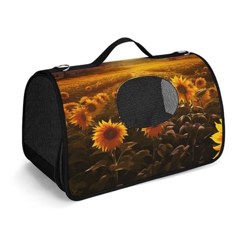 Haustierhandtasche mit Sonnenblumenfeld, bedruckt, tragbar, für den Außenbereich, Katzentasche, Geldbörse, kleine Hundetrage für Reisen/Auto/Outdoor Haustierhandtasche mit Sonnenblumenfeld, bedruckt, tragbar, für den Außenbereich, Katzentasche, Geldbörse, kleine Hundetrage für Reisen/Auto/Outdoor von LSWQK