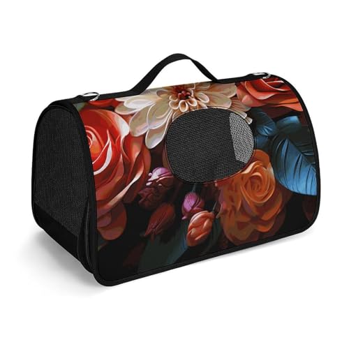 Haustierhandtasche mit farbigen Blumen bedruckt, tragbar, für den Außenbereich, Katzentasche, Geldbörse, kleine Hundetasche für Reisen/Auto/Outdoor Haustierhandtasche mit farbigen Blumen bedruckt, tragbar, für den Außenbereich, Katzentasche, Geldbörse, kleine Hundetasche für Reisen/Auto/Outdoor von LSWQK