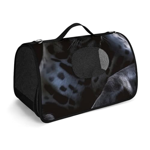 Haustierhandtasche mit schwarzem Panther-Druck, tragbar, für den Außenbereich, Katzentasche, Geldbörse, kleine Hundetrage für Reisen/Auto/Outdoor Haustierhandtasche mit schwarzem Panther-Druck, tragbar, für den Außenbereich, Katzentasche, Geldbörse, kleine Hundetrage für Reisen/Auto/Outdoor von LSWQK