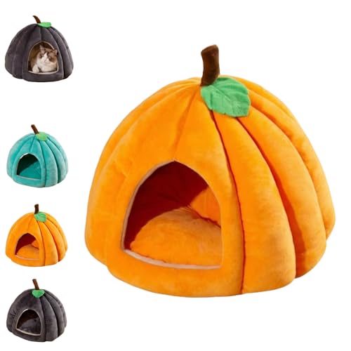 LSYQFB Halloween-Katzenbett, kürbisförmiges Welpenhöhlenbett, Katzenzeltbett mit herausnehmbarer Matte, halbgeschlossenes Haustierbett, kürbisförmiges Katzenbett für den Innenbereich LSYQFB Halloween-Katzenbett, kürbisförmiges Welpenhöhlenbett, Katzenzeltbett mit herausnehmbarer Matte, halbgeschlossenes Haustierbett, kürbisförmiges Katzenbett für den Innenbereich von LSYQFB