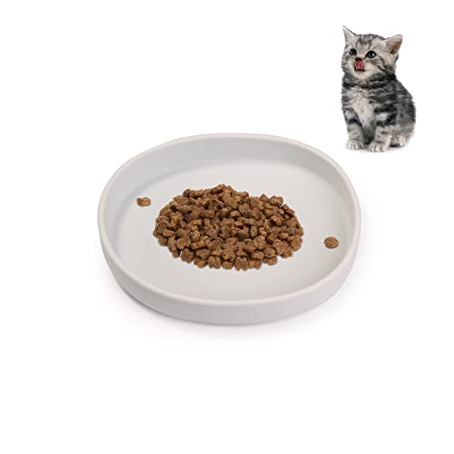 1 Stück 330ml Tierfutterteller, ovaler Speiseteller, Katzennapf, geeignet für Katzen und Hunde, Haustiere, Trinkwassernapf, Futternapf, Snack-Katzennapf (hellgrau) von LSYYSL