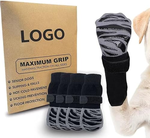 LSYZHX 4 Stück Hundesocken, Hundeschuhe, Hundeschuhe für verletzte Haustiere hören auf, Pfoten zu lecken, geeignet für drinnen und draußen (schwarz, S) von LSYZHX