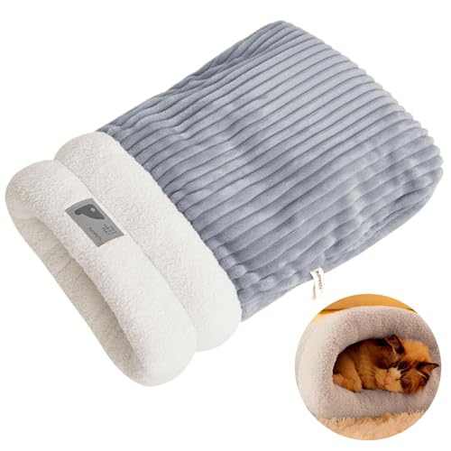 LSYZHX Katzenschlafsack, Weich Bequem Katze Winterschlafsack Katzenhöhle Bett, Katzennest Bett für Hunde und Katzen bis zu 5.4 kg (Blau) von LSYZHX