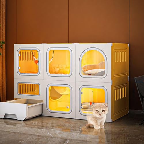 LSZMXI Katzengehege für Den Außenbereich, Großer Katzenkäfig, Luxuriöses Mehrzweck-Katzenhaus, Katzengehege Aus Holz für Den Innen- und Außenbereich, Bietet Platz für Mehrere Katzen 3-2 von LSZMXI