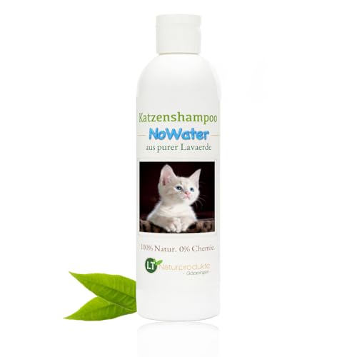 Katzenshampoo NoWater | Bio | sanfte Pflege ohne Ausspülen, Chemie & Seife | für wasserscheue und empfindliche Katzen | mit Lavaerde 250 ml von LT-Naturprodukte