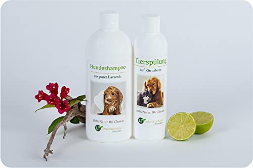 LT-Naturprodukte Pflegeset für Hunde | Maxi Sparpaket mit Shampoo & Pflegespülung | sanfte Fellpflege ohne Chemie & Seife | gegen Juckreiz | hypoallergen | 500 ml & 250 ml | für Kurz- und Langfell von LT-Naturprodukte