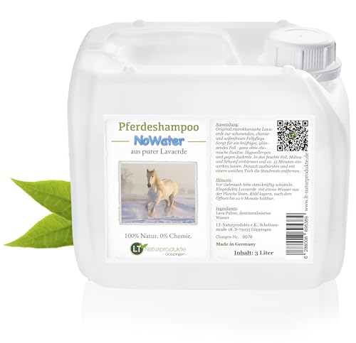 Pferdeshampoo NoWater | Bio | sanfte Pflege ohne Ausspülen, Chemie & Seife | für wasserscheue und empfindliche Pferde | mit original marokkanischer Lavaerde | 3 Liter Pferdeshampoo NoWater | Bio | sanfte Pflege ohne Ausspülen, Chemie & Seife | für wasserscheue und empfindliche Pferde | mit original marokkanischer Lavaerde | 3 Liter von LT-Naturprodukte