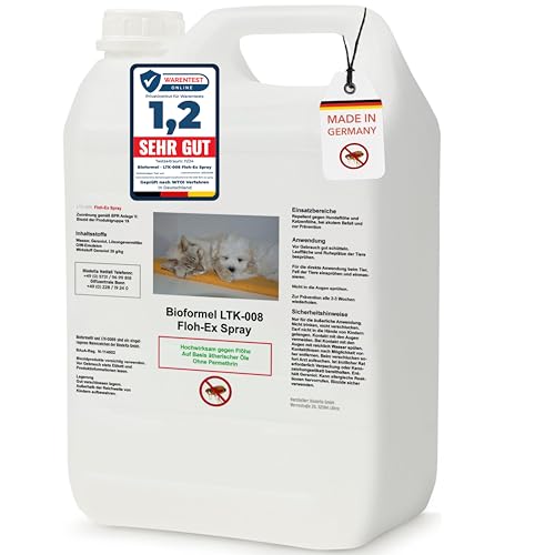 BIOFORMEL Anti Flohspray für Hund Katze - Floh-Ex Umgebungsspray Haustier Hundeflöhe Katzenflöhe bekämpfen bei akutem Befall & präventiv - Flöhe Spray Wohnung Möbel Bett - hochwirksam von LTK-008