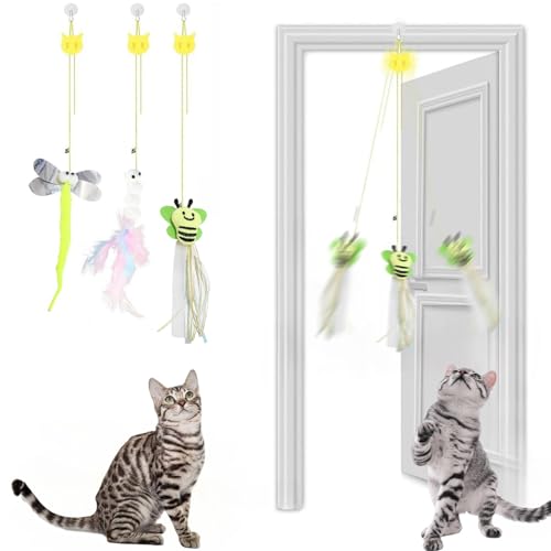 LTMMC Interaktives Katzenspielzeug für Indoor-Katzen, Erwachsene/Kätzchen mit Feder/Glocke/Pailletten-Rasselpapier, Katzenfedern, hängende Katzentürspielzeug, um Katzen zur Jagd zu inspirieren, 3 LTMMC Interaktives Katzenspielzeug für Indoor-Katzen, Erwachsene/Kätzchen mit Feder/Glocke/Pailletten-Rasselpapier, Katzenfedern, hängende Katzentürspielzeug, um Katzen zur Jagd zu inspirieren, 3 von LTMMC