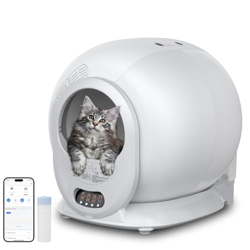 Selbstreinigende Katzentoilette, Selbstreinigend Katzenklo 65L, Abnehmbarer/Geruchsbeseitigung/Sicherer Alert/APP-Steuerung/Anti-Pinch, Automatisches Katzenklo für Mehrere Katzen (S) von LTPAG